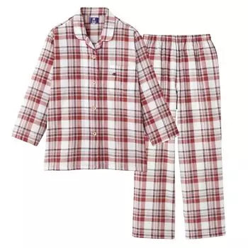 Champion Long Sleeve Loungewear with Dyed Double OD4224 Women s Gauze, Red,