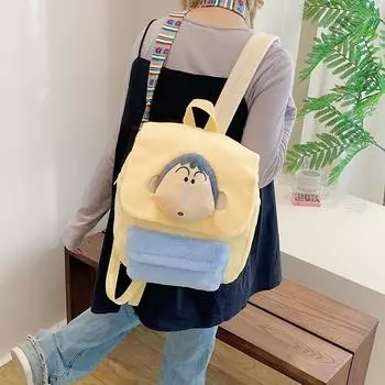 Chan Crayon Shin Boochan Nohara Shiro Plush Backpack Cartoon Pattern Schoolbag