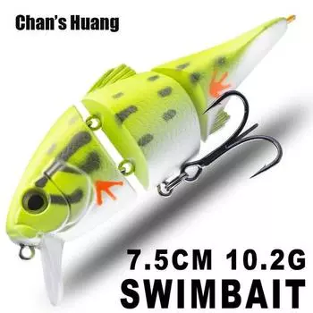 Chan s Huang 7,5 см, 10,2 г/2,95 дюйма, 0,36 унции, плавающая приманка для плавания VIB, 2 сустава, приманки для ловли окуня, форели, искусственная сегментная приманка