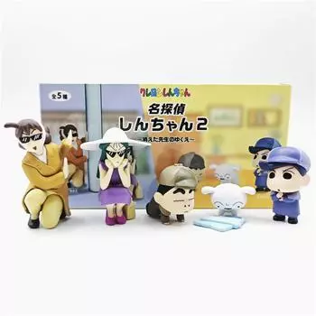 Chan Shin Detective Figurine Toy Model Set For Kids Collectibles And Idea Gift