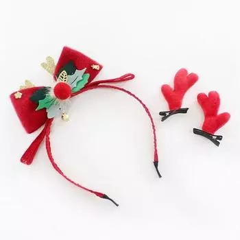 Chaney Bong Bong Girls Christmas Red Nose Hairband + Pin Set