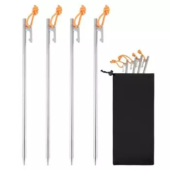 CHANGE MOORE Палатка в комплекте со светоотражающей сумкой для хранения, кованые колышки для кемпинга в горах, на камнях, на песке, на твердой траве, титан, 30 см, 8 мм, 4, веревка,