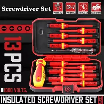 Changeable Insulated Screwdriver Set And Magnetic Slotted Bits Repair Tool Electrician Tools Set