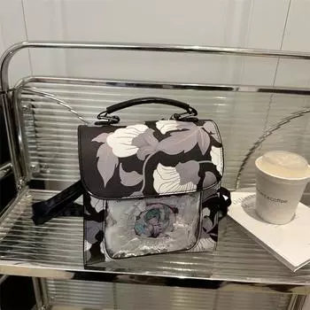 Чангу прозрачный бар двухмерный юань двойной плечевой одно плечо сумка через плечо прием пищи боль сумка женщина белый