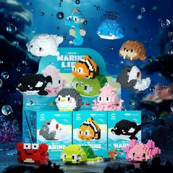 Chao Le Chuang 7261 Ocean Cartoon Shark Toy Building Blocks Compatible with Lego Killer Whale 266 Particles