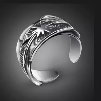 Chao Trendy Indian Open Ring Retro Trendy Mens Dominance Ring Single Punk Ring one size(US size 6-13)