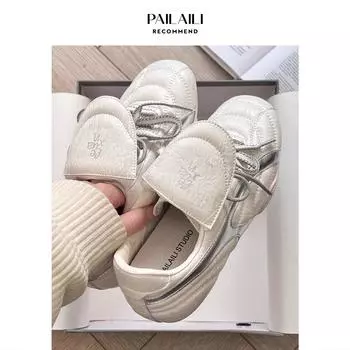 [Chaobunnan] Высота каблука 2,5 см Немецкие кроссовки для тренировок ранней весны с круглой головкой и плоским дном, легкие и универсальные, женская спортивная обувь 35 серебряный