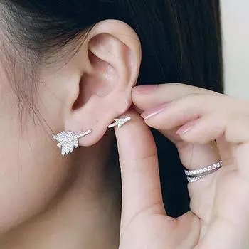 Chaofan Street Shooting, персонализированные серьги со вспышкой и бриллиантами, серьги-стрелки, корейская версия, пара, стрела любви, одиночные серьги серебряный