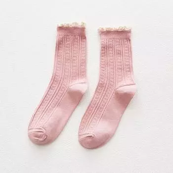 CHAOZHU Женские носки в стиле Old School с кружевом, в рубчик, из хлопка, повседневные, Лолита, JK, Сладкий стиль, 10 цветов, Базовые на каждый день, Винтажные, для девочек, Каваий