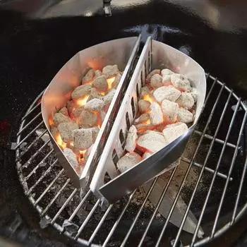 Char-Basket, нержавеющая жаропрочная древесная щепа, держатель для древесного угля, аксессуары для гриля на открытом воздухе, барбекю серебряный