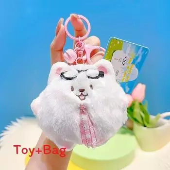 Character Plush Samoyed Keyring With Magnetic Design For Backpack And Key Holder Bowtie Call