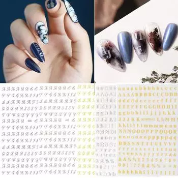 Character Symbol English Letter Nail Art Sticker Nail Foils 3D Nail Decal DIY Nail Decoration Style3