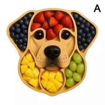 Charcuterie Platter With Compartments Dog Themed Appetizer Tray For Cheese Meats And Snacks Dog-Faced Serving Board For Parties
