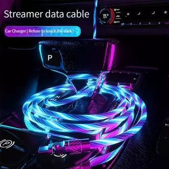 Charge 180 Degree Rotate Fast Charging Cable Luminous Light Data Charge Cord Type C Extension Line white-TYPE-C