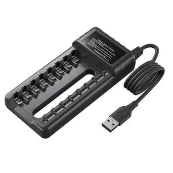 Charge Dock 8 Slots Battery Charger AAA and AA Battery Charger Fast Charging Batteries USB Charger белый