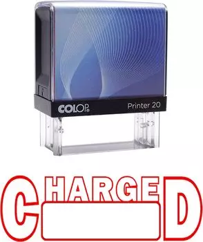 Charged Self Inking Rubber Stamp Custom Colop Office Stationary P20 Mini Stamper Impression Area: 14 mm x 38 mm красный