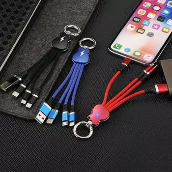 Charger Micro USB 8 Pin Retractable Fast Charger Wire 3 in1 USB Cable Charging Cable Data Cord