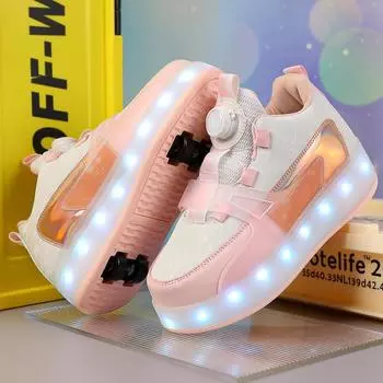 Charging Leather Runaway Shoes Girls Light-up Shoes Boys High-value Genuine Skates 29