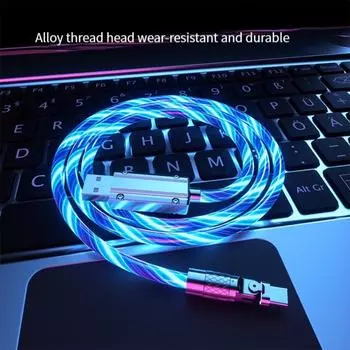 Charging Line Data Wire Luminous Light Data Charge Cord Type C Extension Line Fast Charging Cable white-TYPE-C