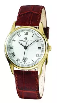 [Charles Hubert, Париж] Часы 3 Hand Date 3814-GW мужские коричневые