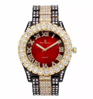 Charles Raymond Big Rock Римские цифры Полный Iced Out Цветной циферблат Часы ST10327 RN GunGold Blood 8 дюймов внутри ST10327 RN Single Blood Мужские