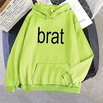 Charli XCX Brat Green Hoodies 2024 Альбом Графический Принт Толстовки Уличная Одежда Женские Рубашки Длинные Рукава Женщины Sudaderas XS белый