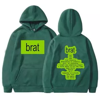 Charli XCX Singer Printing Hoodies Album Brat Graphic Hooded Sweatshirts Sudaderas Con Capucha Long Sleeve Casual Men Hoody S