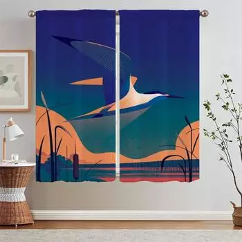 Charlie Davis Curtain Tulle in Kitchen Curtains 2 Pieces Window Cabinets for Living Room Decoration Modern Home Decoration Curls W50xH70cmx2pcs-CL