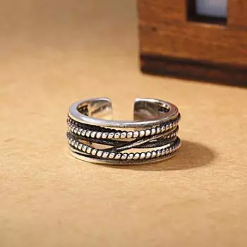 Charm Adjustable Ring popular Weaved fashion Fashion Jewelry for Woman Gift Multi Layer Ring серебряный