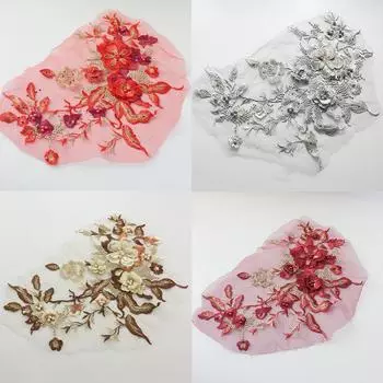 Шарм нашивки на одежду наклейка свадебная аппликация шитье 1 шт платье железные бусины цветы вышивка пришить платье свадебное украшение кружево