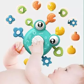 Charm Crab Раннее образование 1-3 года Кнопка для нажатия Мультяшные обучающие игрушки для пальцев Детские сенсорные интерактивные игрушки Монтессори Сжатие синий