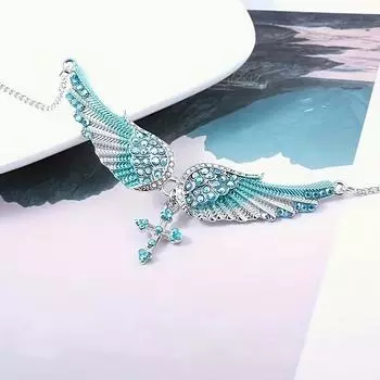 Charm For Mardi Gras Necklace And Earring Set Jewelry For Women Occasions Perfect 3pcs Fashion Boho Style All-Season Alloy Wing Daily Party синий