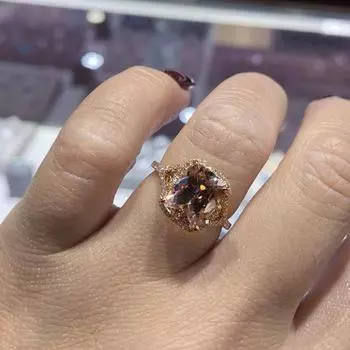 Charm Pink Berlian Cincin Pernikahan Wanita 18K Rose Gold Perhiasan Cincin Romantis Batu Permata Pertunangan Hadiah Pesta Ulang Tahun 10