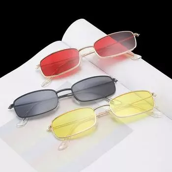 Charm Protection Высококачественные солнцезащитные очки Солнцезащитные очки Очки Тени Конфетный цвет Горячая Распродажа Корея Классические Прямоугольные UV400 Маленькие Мужские Женские Популярные Металлические золотой