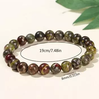 Charm Simple And Casual Natural Fashion With Holiday Preferences Elastic Adjusted Perfect Choice Dragon Blood Stone 1 Pcs Men Women 8mm Bracelet зелёный
