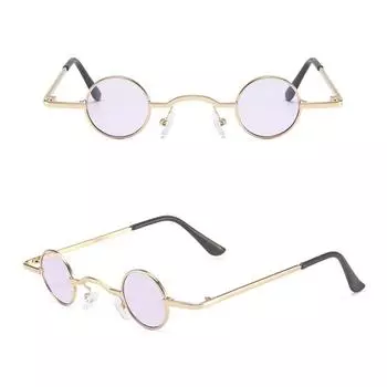 Очаровательные ультра-маленькие модные солнцезащитные очки для девочек в стиле хип-хоп, ретро, для женщин, мужчин, круглые, для мальчиков, панк, унисекс Tea золотой
