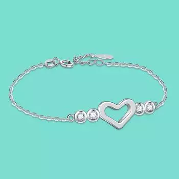 Charm Zircon Inlay Ball Thin Chain Link Bracelets For Women 925 Sterling Silver Love Heart Chain Bracelet Simple Jewelry Party 19cm