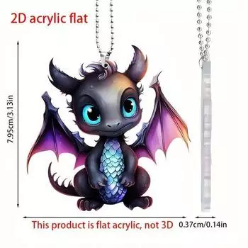 Charming 2d Acrylic Blue Eyed Purple Winged Dragon Hanging Decoration For Vehicle Style