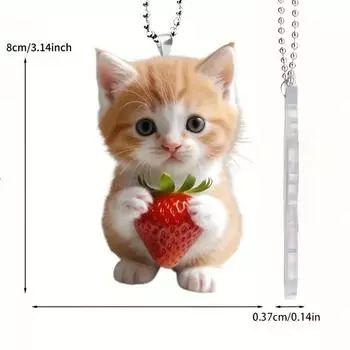 Charming Acrylic Cartoon Cat Pendant For Stylish Car Interior Accessories And Decor