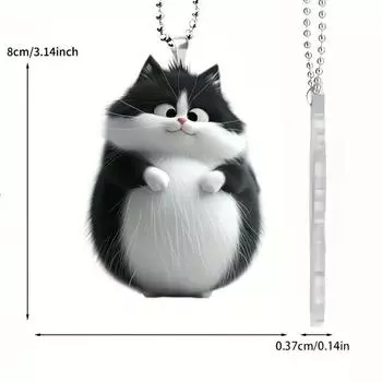 Charming And Black White Cat Design Acrylic Hanging Backpack Car Accessory For Cozy Home Decor