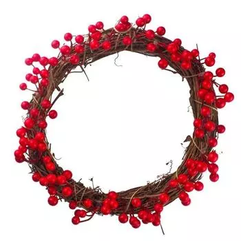 Charming Christmas Berry Wreath Handmade Wooden Ring Design For Decor Holiday 30CM
