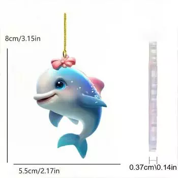 Charming Dolphin Acrylic Keychain Playful Cartoon Style For Car Decoration