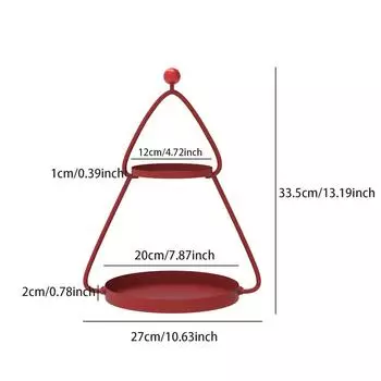 Charming Dual Tier Christmas Tree Side Table Portable Metal Pedestal Stand with Festive Decorations for Home, Living Room,or Balcony,Christmas Decor красный