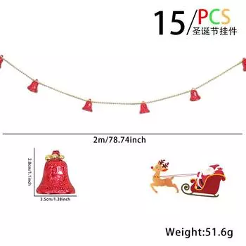 Charming Meter 2 Christmas Bell Garland Plastic Ornaments For Merry Holiday Decor 2M Red Bells