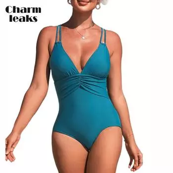 Charmleaks цельный купальник женский купальный костюм с v-образным вырезом на бретелях сексуальный монокини купальники S-XL S