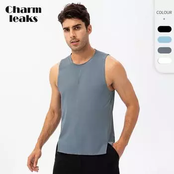 Charmleaks Men s Summer Fitness Loose Vest Quick Drying Breathable Basketball Running T-shirt Moisture Wicking Sweat Wide Shoulder Sports Vest