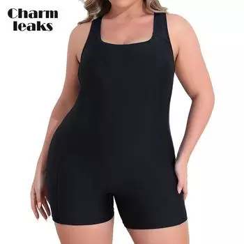 Charmleaks Plus Size Swimsuit для женщин, спортивный цельный купальный костюм Boyleg S жёлтый