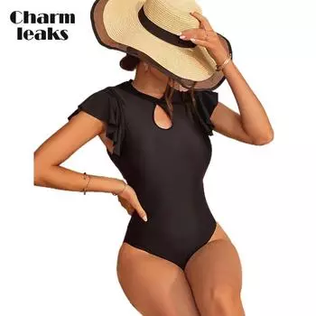 Charmleaks сексуальный цельный купальник с круглым вырезом и открытой спиной для женщин, банный костюм Monkini l чёрный