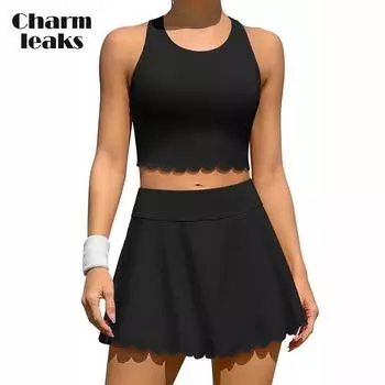 CHARMLEAKS Теннисная юбка. Теннисные платья для женщин из 2 предметов. Спортивное тренировочное платье с шортами и карманами. Юбка для бадминтона. XS розовый