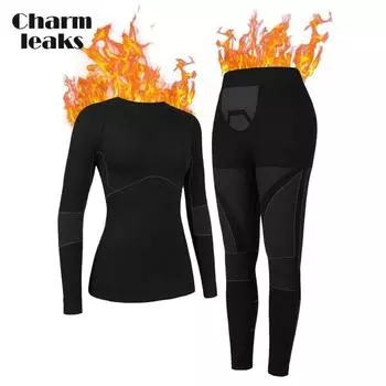 Charmleaks термобелье для женщин Long Johns Зимний теплый базовый слой комплект для холодной погоды верх и низ S фиолетовый